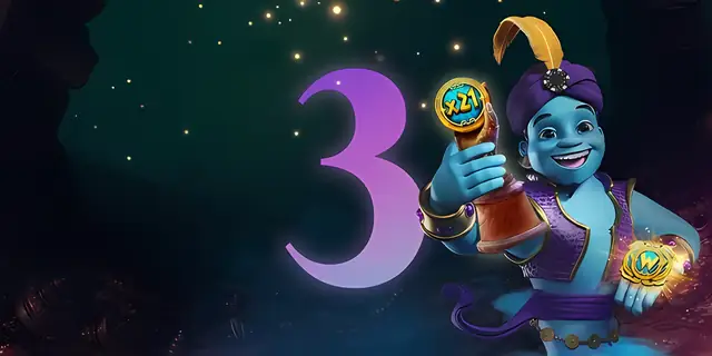 Golden Genie Casino third deposit tier — 150% up to £1,000 with 25 free spins