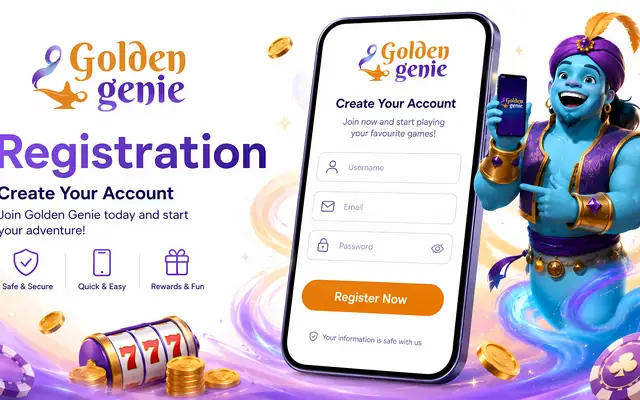 Golden Genie Casino registration form filled with player details